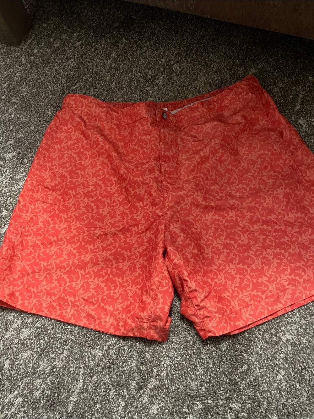 Southern Tide Red-Orange Patterned Men's Swim Trunks